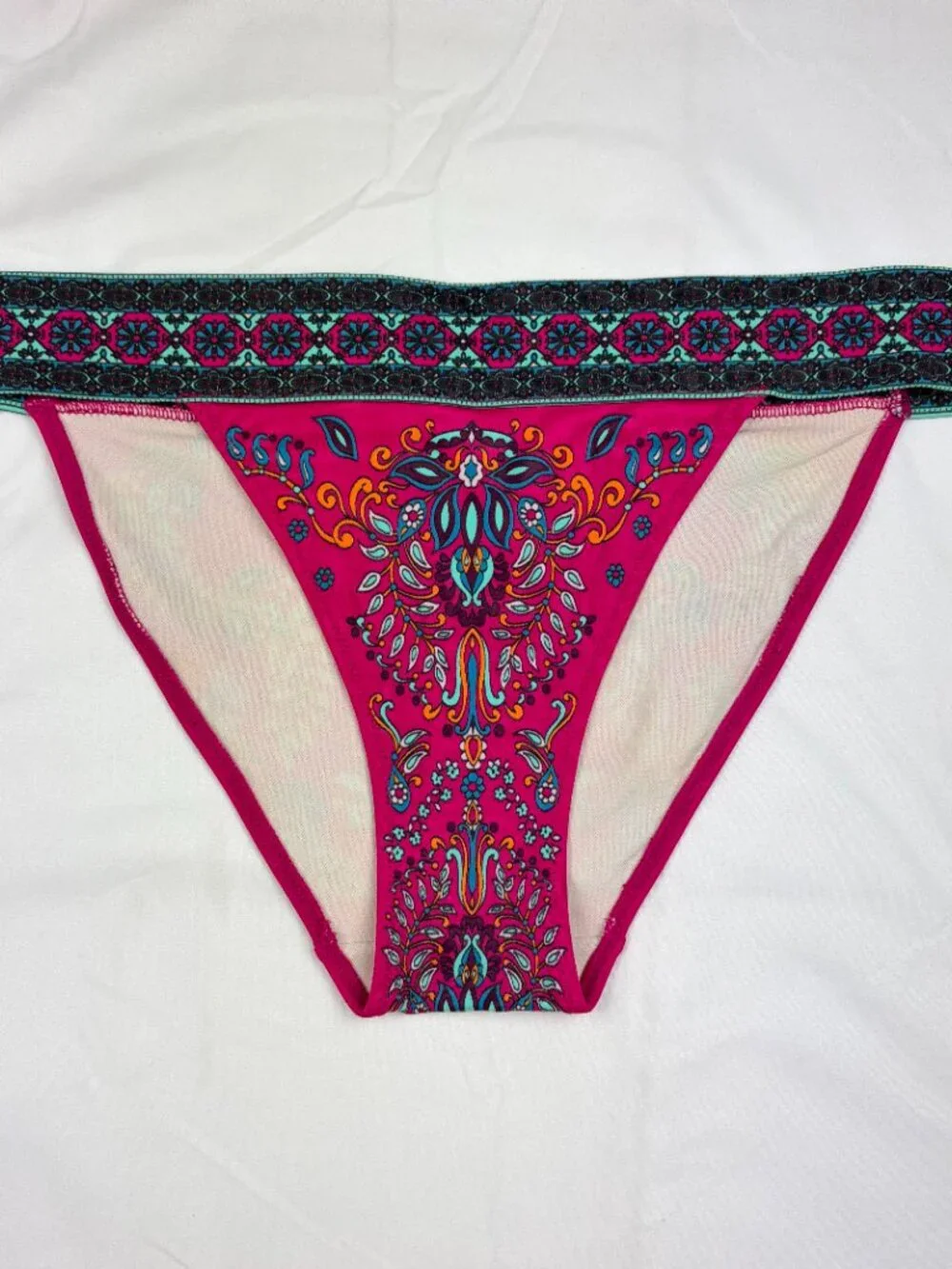 Victoria's Secret Pink Pailsey Print Bikini Bottom Sz Medium Beach Boho Festival